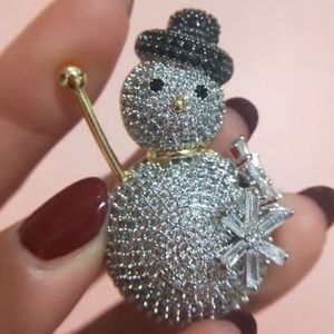 Sparkling Crystal Christmas Snowman Brooch pin
